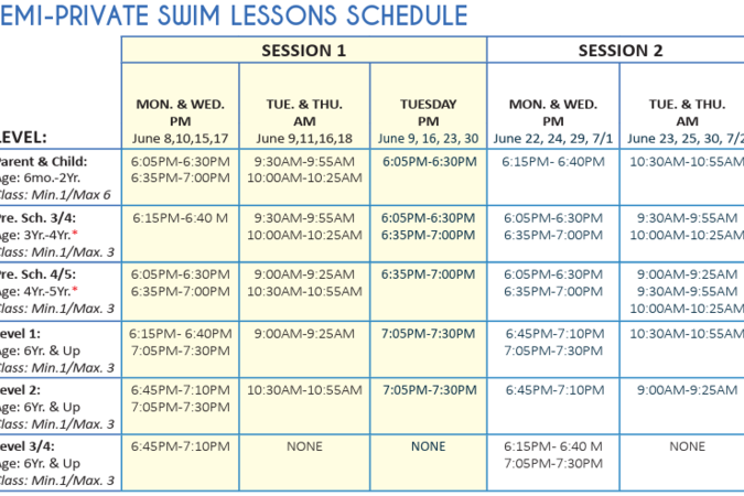 Swim Lesson Sessions